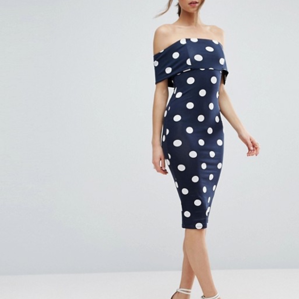 Off the Shoulder Polka Dot Dress